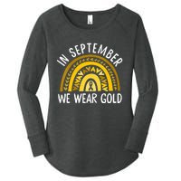 In September We Wear Gold Childhood Cancer Awareness Rainbow Women's Perfect Tri Tunic Long Sleeve Shirt