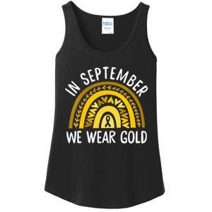 In September We Wear Gold Childhood Cancer Awareness Rainbow Ladies Essential Tank