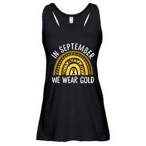 In September We Wear Gold Childhood Cancer Awareness Rainbow Ladies Essential Flowy Tank