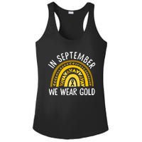 In September We Wear Gold Childhood Cancer Awareness Rainbow Ladies PosiCharge Competitor Racerback Tank