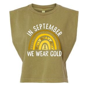 In September We Wear Gold Childhood Cancer Awareness Rainbow Garment-Dyed Women's Muscle Tee