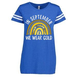 In September We Wear Gold Childhood Cancer Awareness Rainbow Enza Ladies Jersey Football T-Shirt