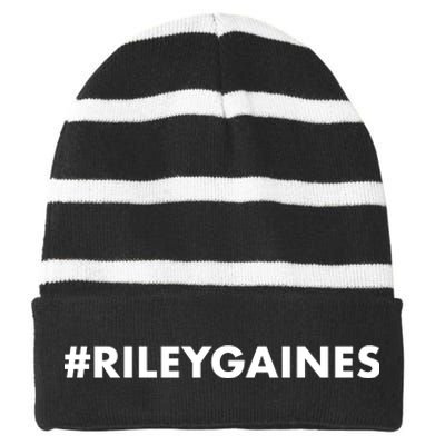 I Stand With Riley Gaines Hashtag Striped Beanie with Solid Band