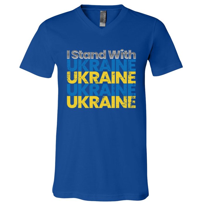 I Stand With Ukraine Ukrainian Flag Ukrainians Meaningful Gift V-Neck T-Shirt