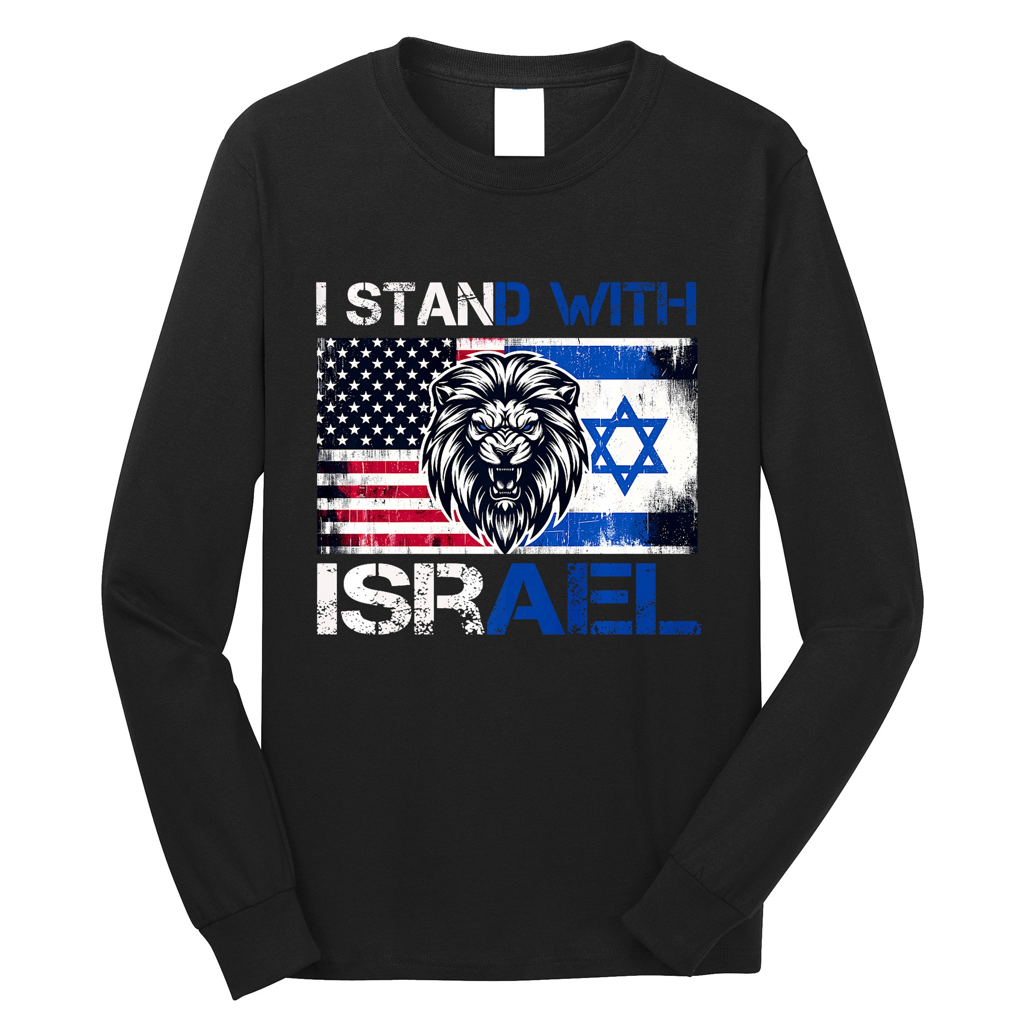 I Stand With Israel Us Support Lion Love Israeli Brotherhood Long Sleeve Shirt