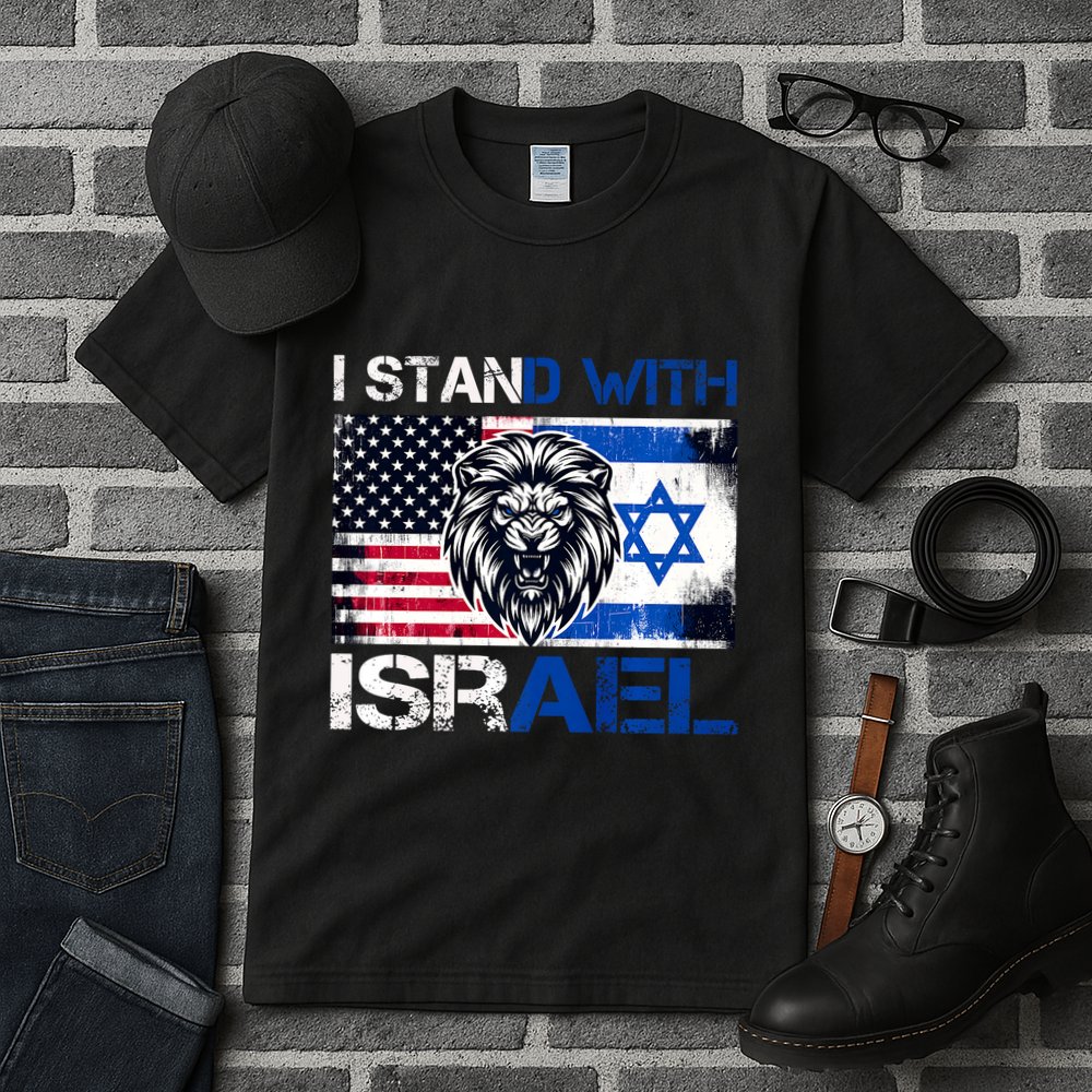 I Stand With Israel Us Support Lion Love Israeli Brotherhood Tall T-Shirt