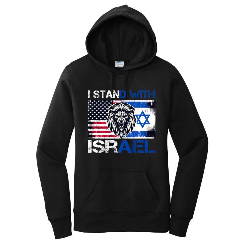 I Stand With Israel Us Support Lion Love Israeli Brotherhood Women's Pullover Hoodie