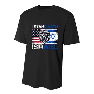 I Stand With Israel Us Support Lion Love Israeli Brotherhood Youth Performance Sprint T-Shirt