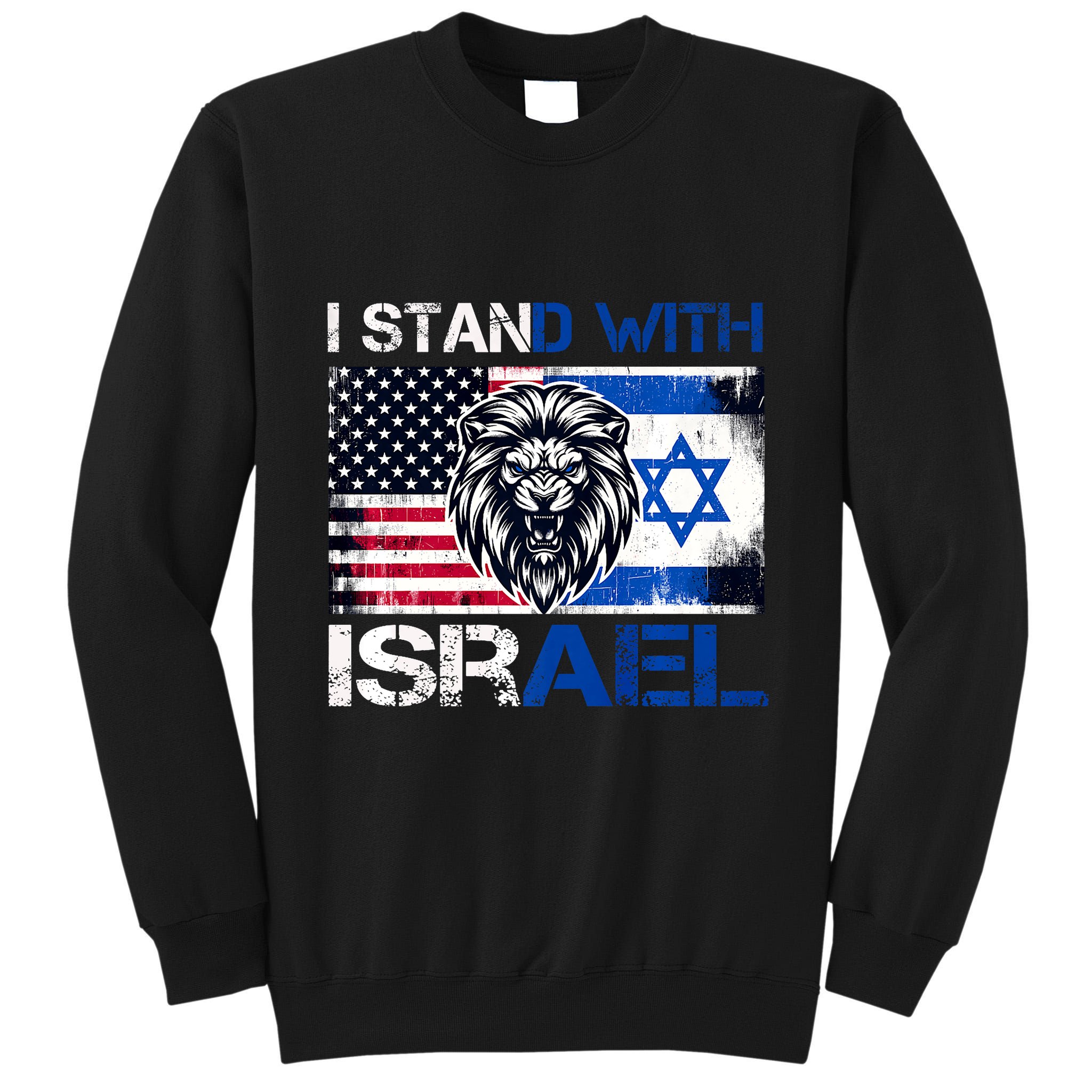I Stand With Israel Us Support Lion Love Israeli Brotherhood Tall Sweatshirt
