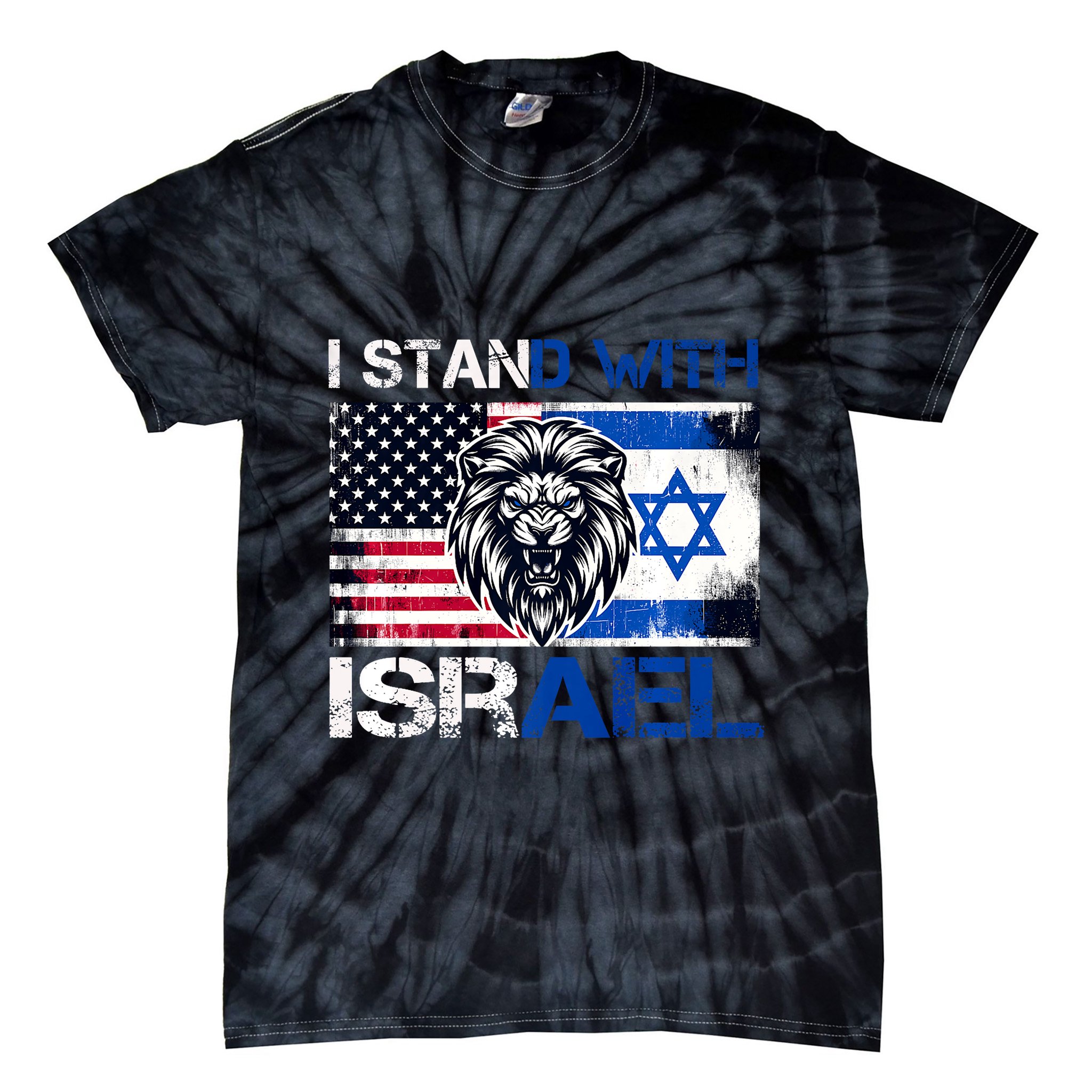 I Stand With Israel Us Support Lion Love Israeli Brotherhood Tie-Dye T-Shirt