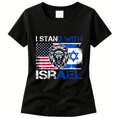 I Stand With Israel Us Support Lion Love Israeli Brotherhood Womens T-Shirt