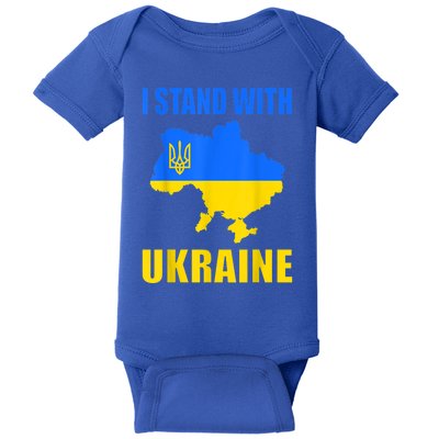 I Stand With Ukraine Map And Ukrainian Flag Meaningful Gift Baby Bodysuit