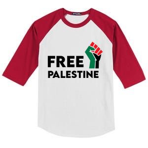 I Stand With Palestine Free Palestine Free Gaza Peace Flag Gift Kids Colorblock Raglan Jersey