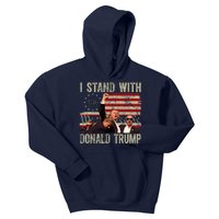 I Stand With Donald Trump 2024 Vintage Usa Flag Fight Kids Hoodie