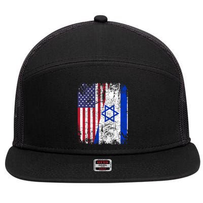I Stand With Israel Usa American Flag W/ Israel Flag 7 Panel Mesh Trucker Snapback Hat