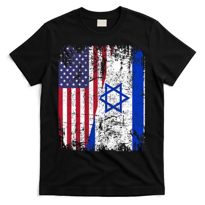 I Stand With Israel Usa American Flag W/ Israel Flag T-Shirt