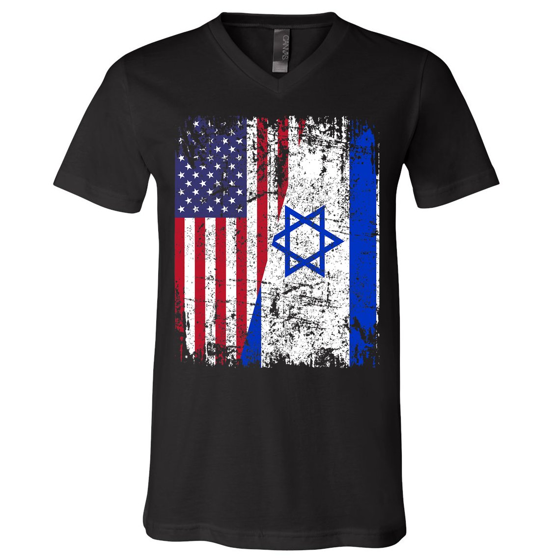I Stand With Israel Usa American Flag W/ Israel Flag V-Neck T-Shirt