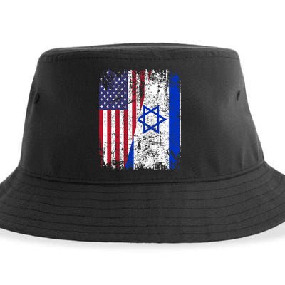 I Stand With Israel Usa American Flag W/ Israel Flag Sustainable Bucket Hat