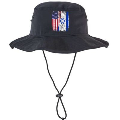 I Stand With Israel Usa American Flag W/ Israel Flag Bucket Hat