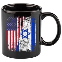 I Stand With Israel Usa American Flag W/ Israel Flag 11oz C Handle Ceramic Mug