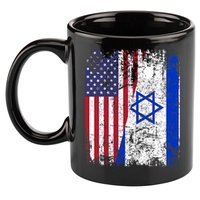 I Stand With Israel Usa American Flag W/ Israel Flag 11oz C Handle Ceramic Mug