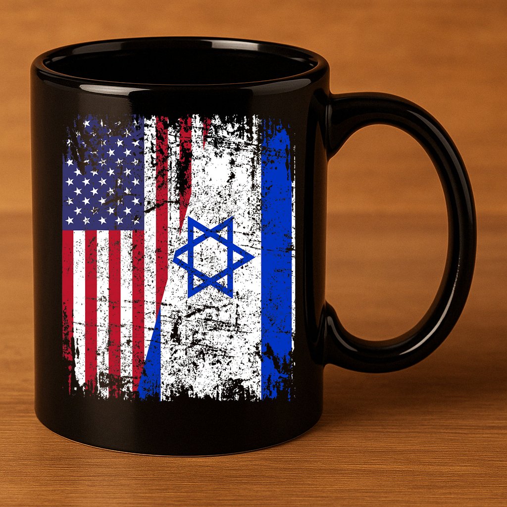 I Stand With Israel Usa American Flag W/ Israel Flag 11oz C Handle Ceramic Mug