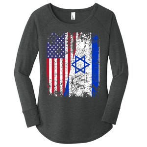 I Stand With Israel Usa American Flag W/ Israel Flag Women's Perfect Tri Tunic Long Sleeve Shirt