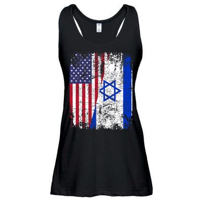 I Stand With Israel Usa American Flag W/ Israel Flag Ladies Essential Flowy Tank