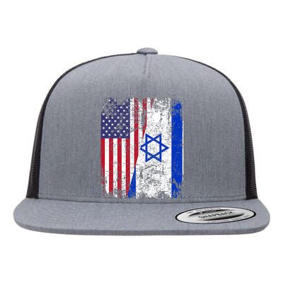 I Stand With Israel Usa American Flag W/ Israel Flag Flat Bill Trucker Hat