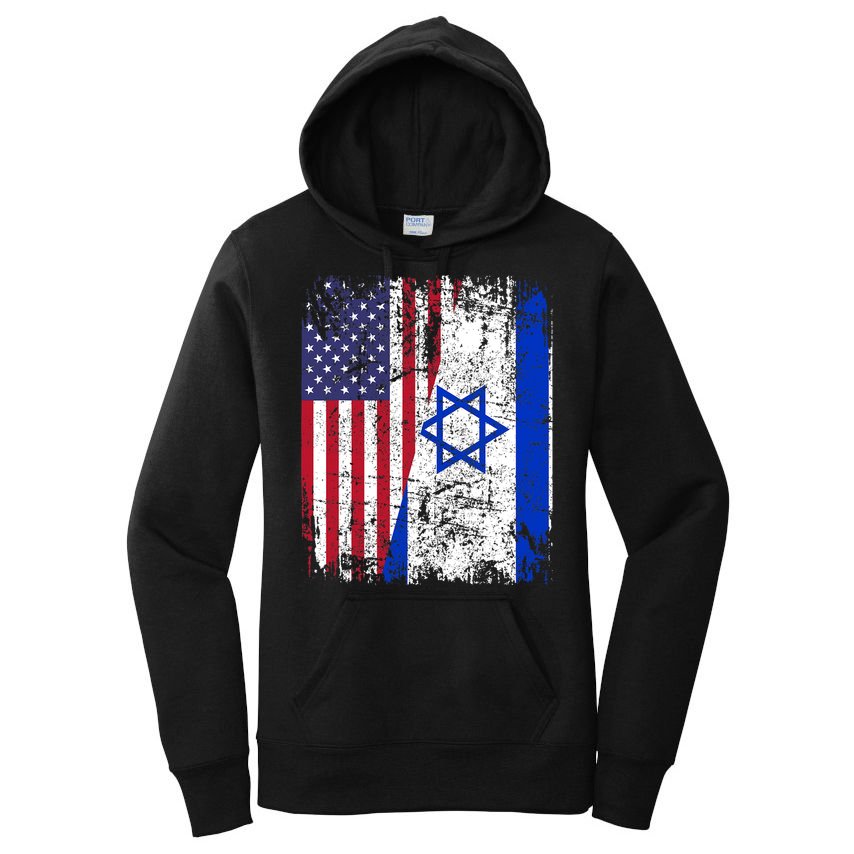 I Stand With Israel Usa American Flag W/ Israel Flag Women's Pullover Hoodie