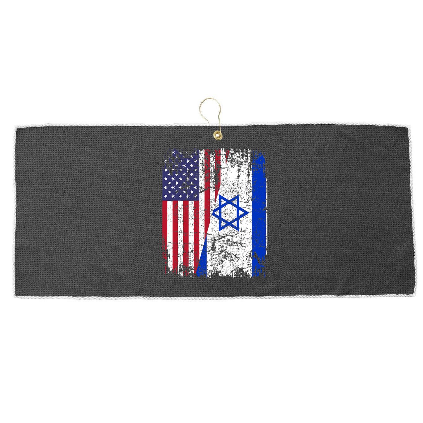 I Stand With Israel Usa American Flag W/ Israel Flag Large Microfiber Waffle Golf Towel