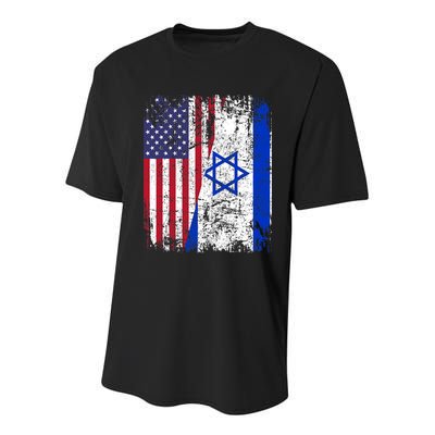 I Stand With Israel Usa American Flag W/ Israel Flag Youth Performance Sprint T-Shirt