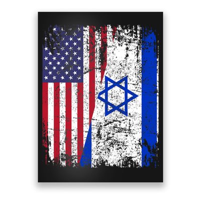 I Stand With Israel Usa American Flag W/ Israel Flag Poster