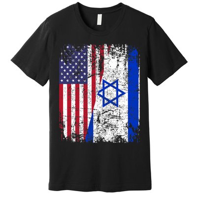 I Stand With Israel Usa American Flag W/ Israel Flag Premium T-Shirt