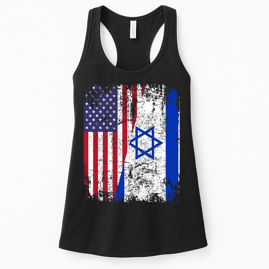 I Stand With Israel Usa American Flag W/ Israel Flag Womens Tank Top