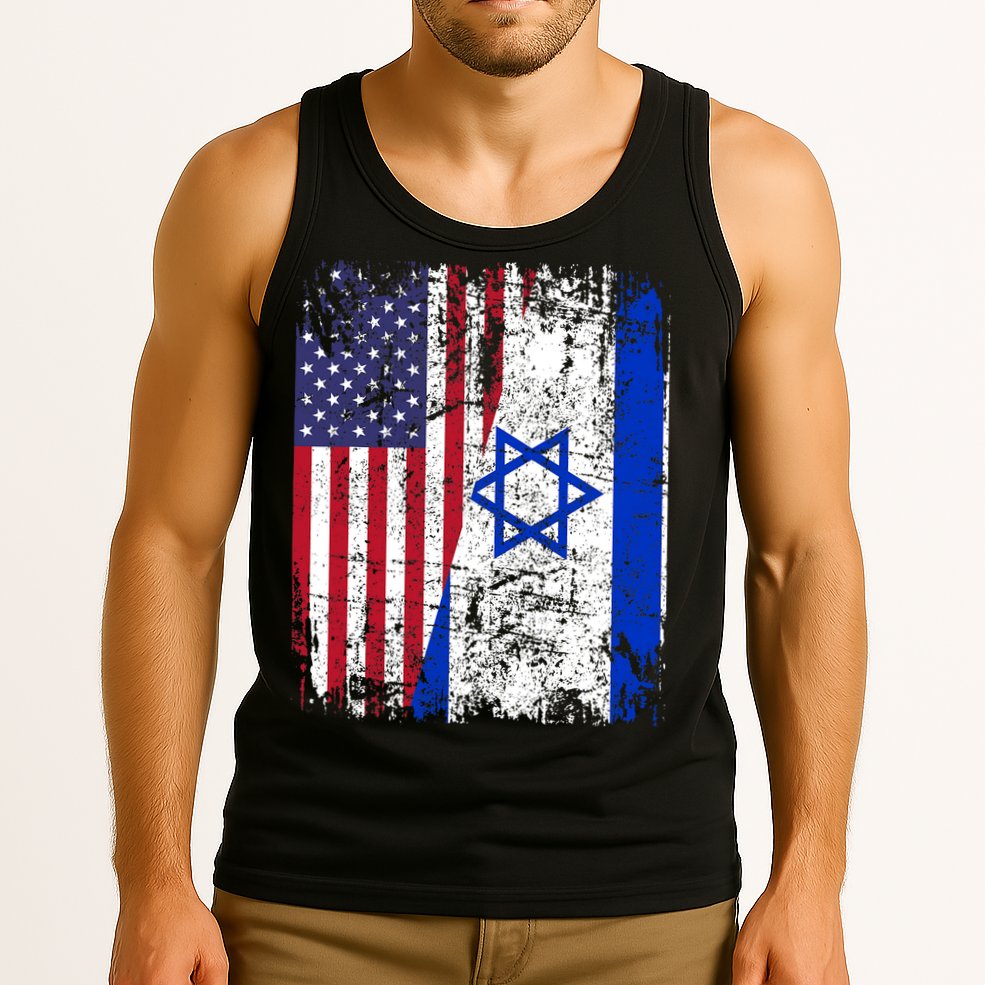 I Stand With Israel Usa American Flag W/ Israel Flag Tank Top