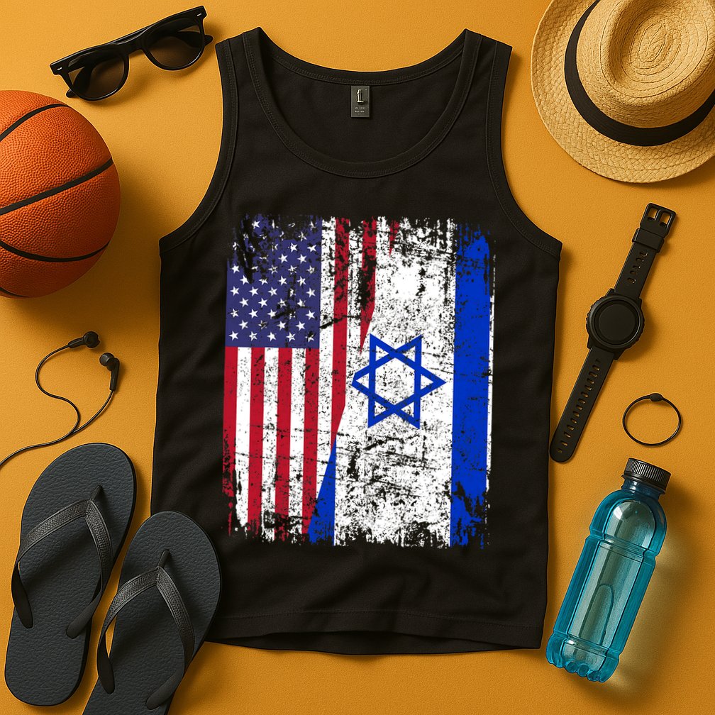 I Stand With Israel Usa American Flag W/ Israel Flag Tank Top