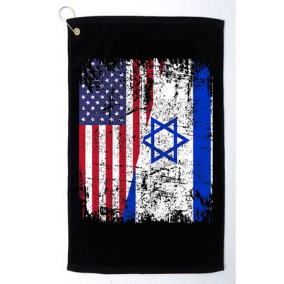I Stand With Israel Usa American Flag W/ Israel Flag Golf Towel