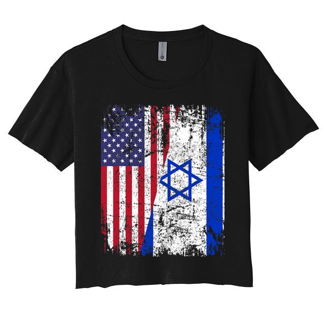 I Stand With Israel Usa American Flag W/ Israel Flag Crop Top