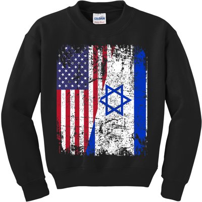 I Stand With Israel Usa American Flag W/ Israel Flag Kids Sweatshirt