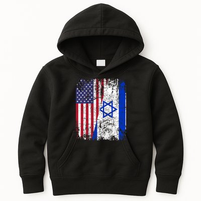 I Stand With Israel Usa American Flag W/ Israel Flag Kids Hoodie