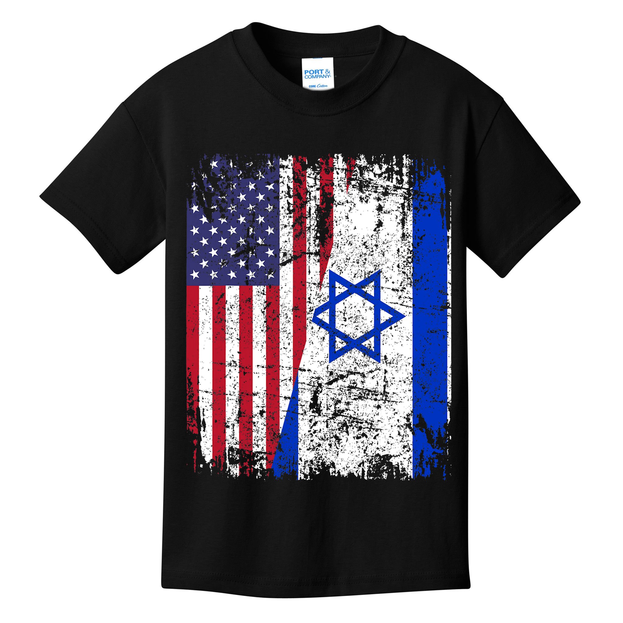 I Stand With Israel Usa American Flag W/ Israel Flag Kids T-Shirt