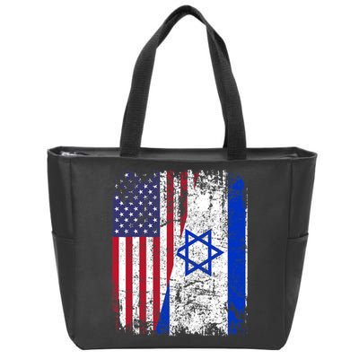 I Stand With Israel Usa American Flag W/ Israel Flag Zip Tote Bag