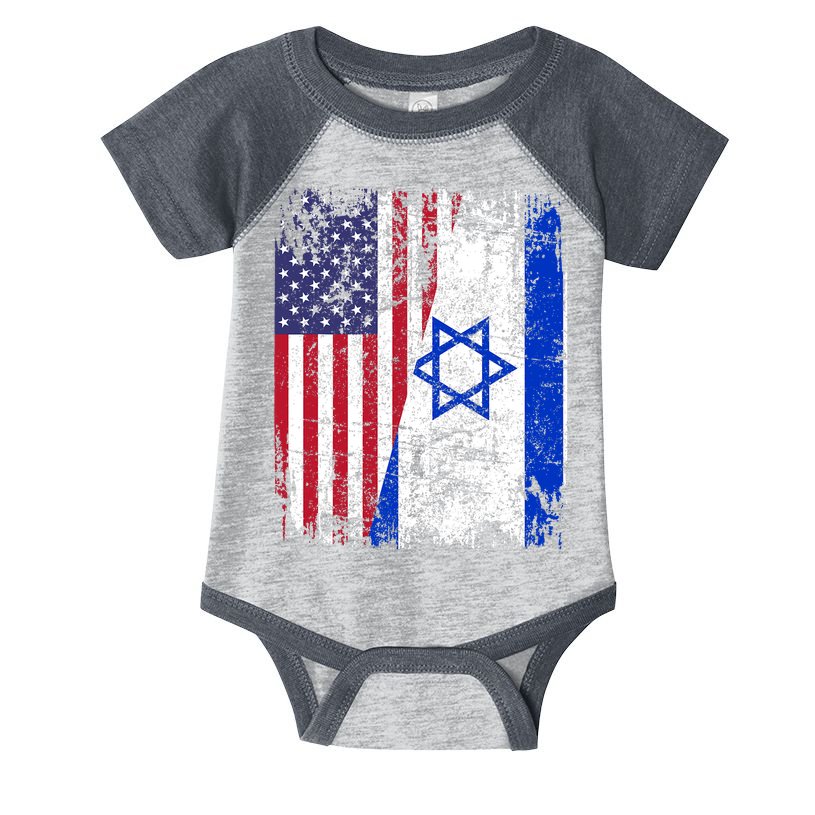 I Stand With Israel Usa American Flag W/ Israel Flag Infant Baby Jersey Bodysuit