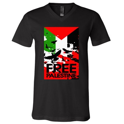 I Stand With Palestine For Their Freedom Free Palestine V-Neck T-Shirt