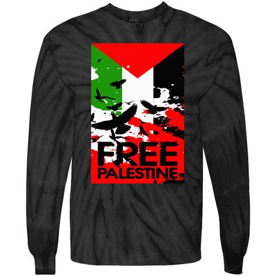 I Stand With Palestine For Their Freedom Free Palestine Tie-Dye Long Sleeve Shirt