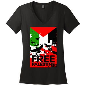 I Stand With Palestine For Their Freedom Free Palestine Women's V-Neck T-Shirt