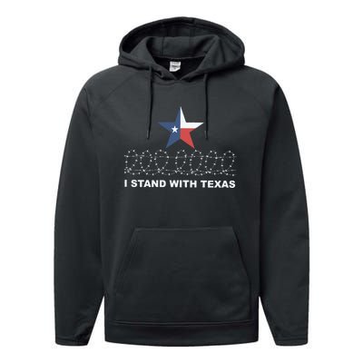 I Stand With Texas With Barbwire Performance Fleece Hoodie