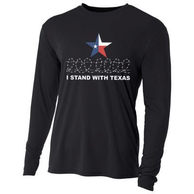 I Stand With Texas With Barbwire Cooling Performance Long Sleeve Crew