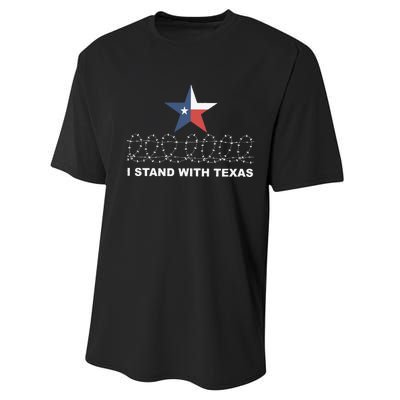 I Stand With Texas With Barbwire Performance Sprint T-Shirt